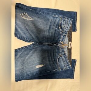 PAIGE Women's Dark Blue Distressed Boyfriend Jeans